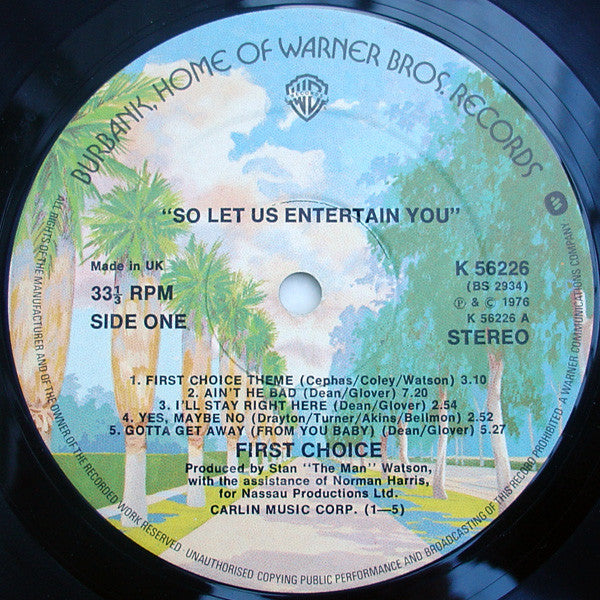 First Choice : So Let Us Entertain You (LP, Album)
