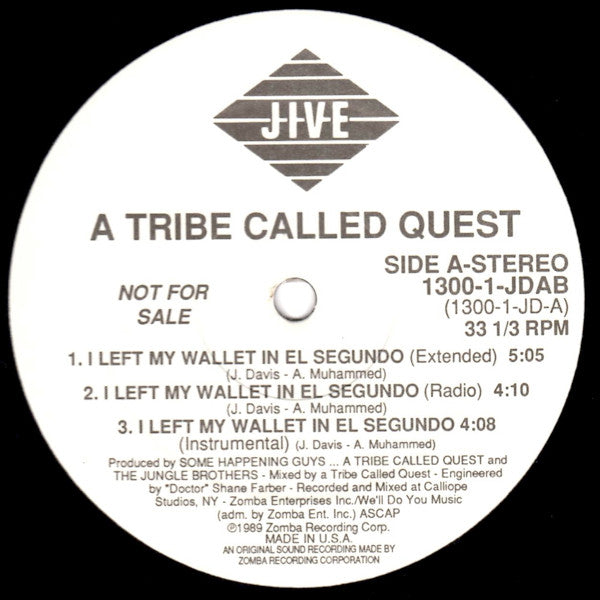 A Tribe Called Quest : I Left My Wallet In El Segundo (12", Promo)