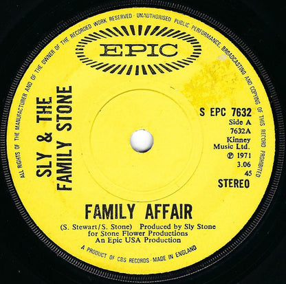Sly & The Family Stone : Family Affair (7", Single, Sol)