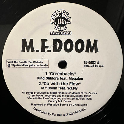 M.F. Doom* : Greenbacks / Go With The Flow (12")