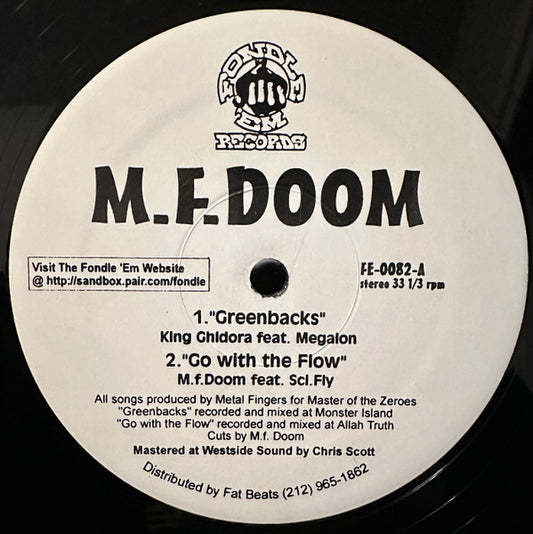 M.F. Doom* : Greenbacks / Go With The Flow (12")