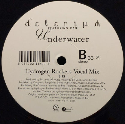 Delerium Featuring Rani : Underwater (Remixes By Above & Beyond / Hydrogen Rockers) (12", Single)