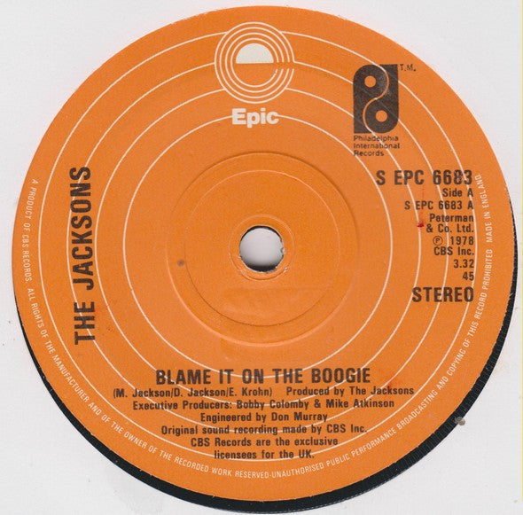 The Jacksons : Blame It On The Boogie (7", Single, Sol)