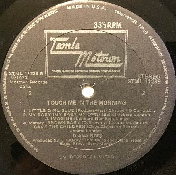 Diana Ross : Touch Me In The Morning (LP, Album, U.S)
