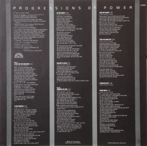Triumph (2) : Progressions Of Power (LP, Album)