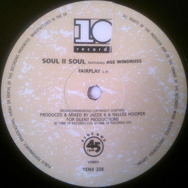 Soul II Soul Featuring Rose Windross : Fair Play (12", Single)