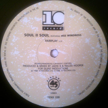 Soul II Soul Featuring Rose Windross : Fair Play (12", Single)