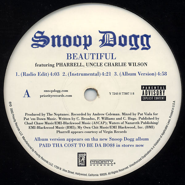 Snoop Dogg : Beautiful / Ballin' (12")