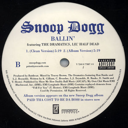 Snoop Dogg : Beautiful / Ballin' (12")