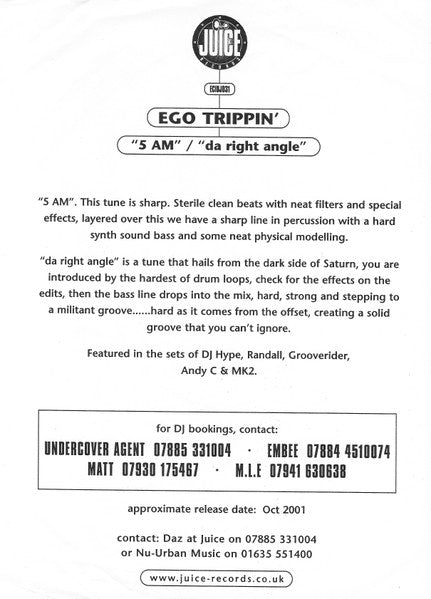 Ego Trippin' : 5 A.M. / Da Right Angle (12", Promo)