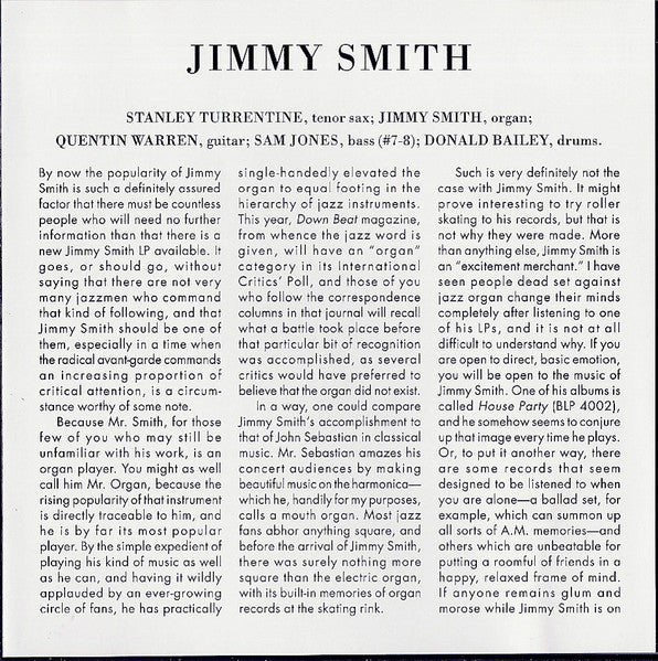 Jimmy Smith With  Stanley Turrentine : Prayer Meetin' (CD, Album, Copy Prot., RE, RM)