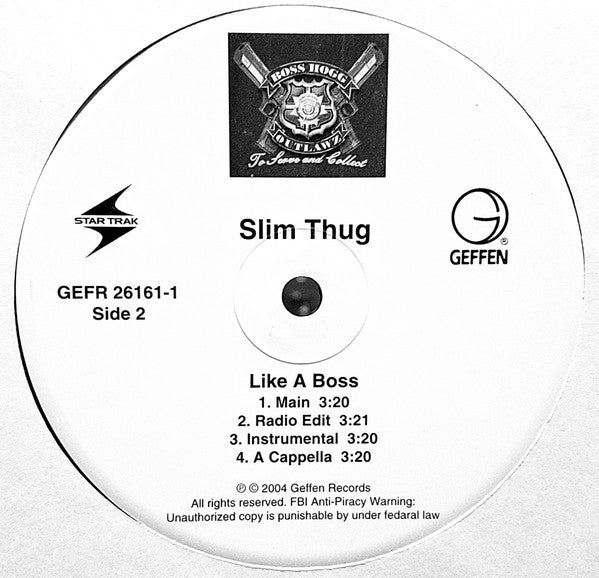 Slim Thug : Like A Boss (12")
