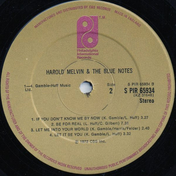 Harold Melvin & The Blue Notes* : Harold Melvin & The Blue Notes (LP, Album, RE)