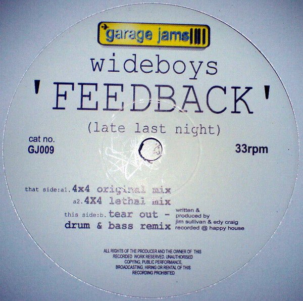 The Wideboys : Feedback (Late Last Night) (12")