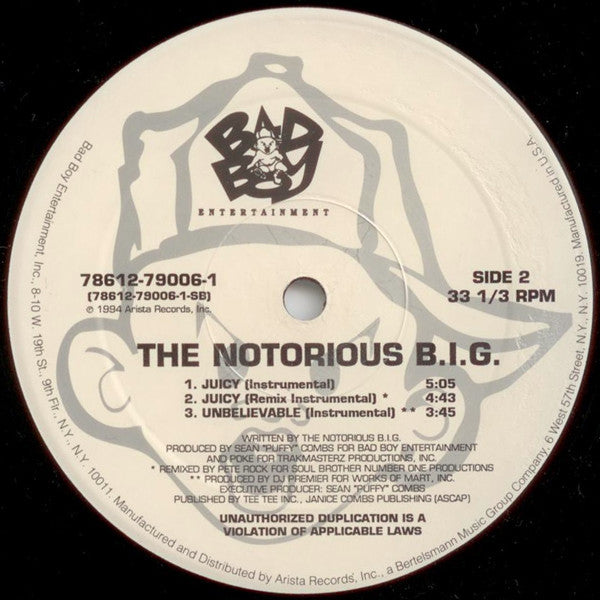 The Notorious BIG* : Juicy (12", Single)