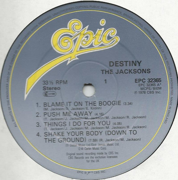 The Jacksons : Destiny (LP, Album, RE, Gat)