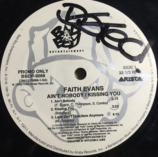 Faith Evans : Ain't Nobody / Kissing You (12", Promo)