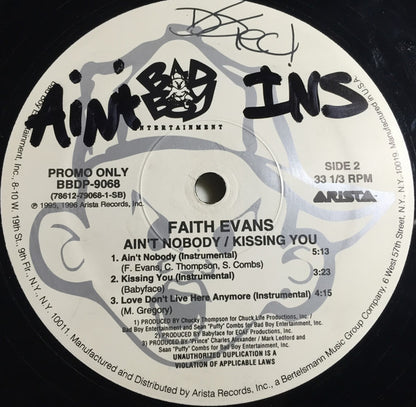Faith Evans : Ain't Nobody / Kissing You (12", Promo)