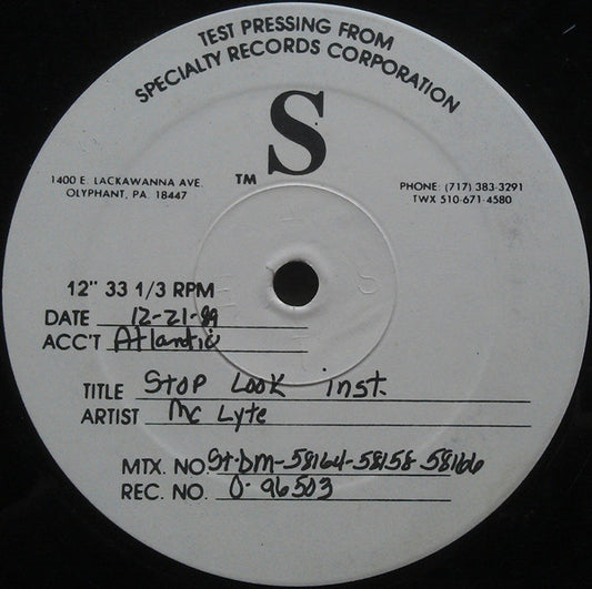 MC Lyte : Stop, Look, Listen (12", TP)