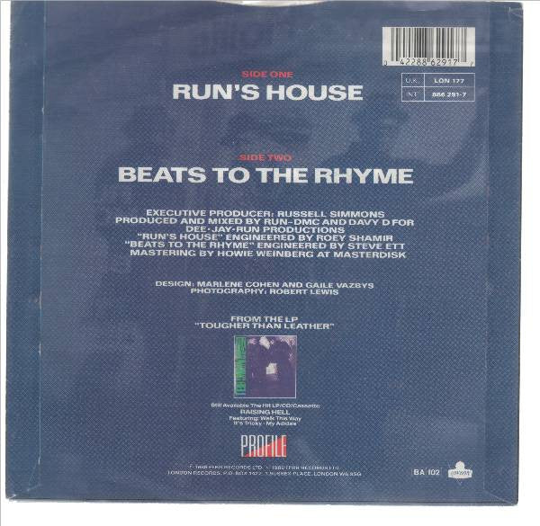 Run-DMC : Run's House / Beats To The Rhyme (7", Single)