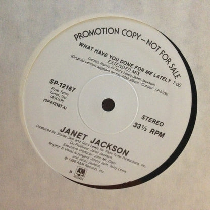 Janet Jackson : What Have You Done For Me Lately (12", Single, Promo)