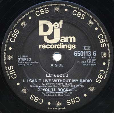 LL Cool J : I Can't Live Without My Radio / You'll Rock (Remix) (12")