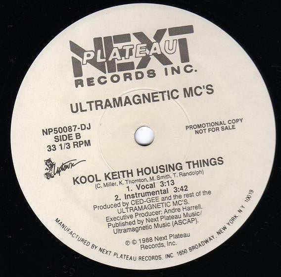 Ultramagnetic MC's : Ease Back / Kool Keith Housing Things (12", Promo)