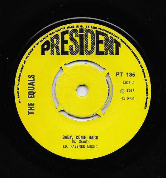 The Equals : Baby Come Back (7", Single, RE, Pus)