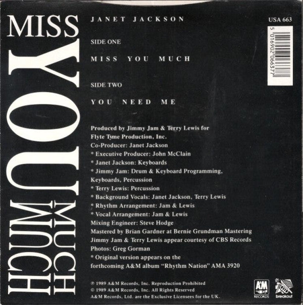 Janet Jackson : Miss You Much (7")