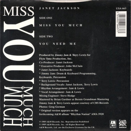 Janet Jackson : Miss You Much (7")