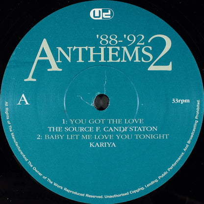 Various : United Dance Presents '88-'92 Anthems 2 (5x12", Comp, Ltd, RP)