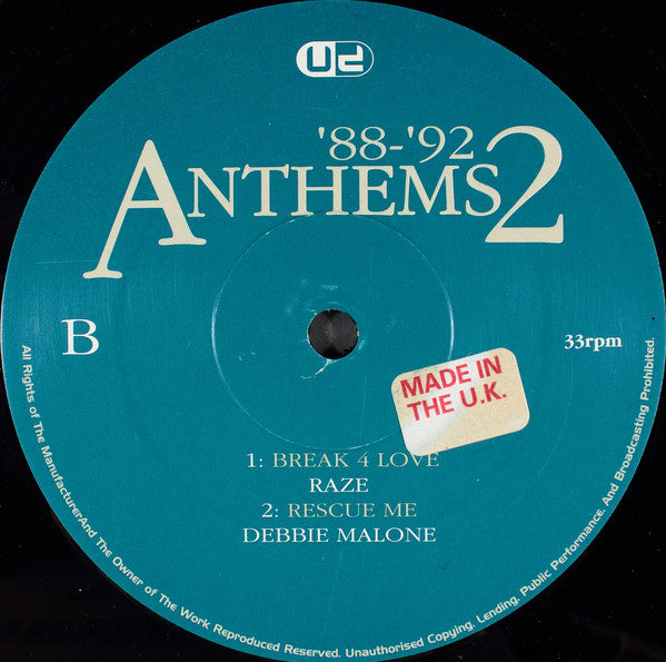 Various : United Dance Presents '88-'92 Anthems 2 (5x12", Comp, Ltd, RP)