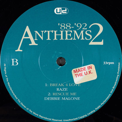 Various : United Dance Presents '88-'92 Anthems 2 (5x12", Comp, Ltd, RP)