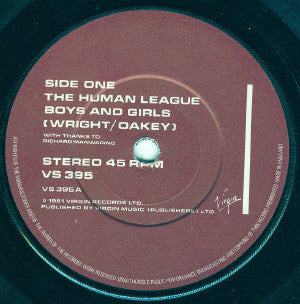 The Human League : Boys And Girls (7", Single, Gat)