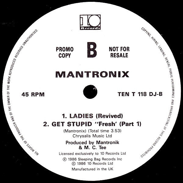 Mantronix : Bassline (12", Promo)