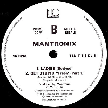 Mantronix : Bassline (12", Promo)