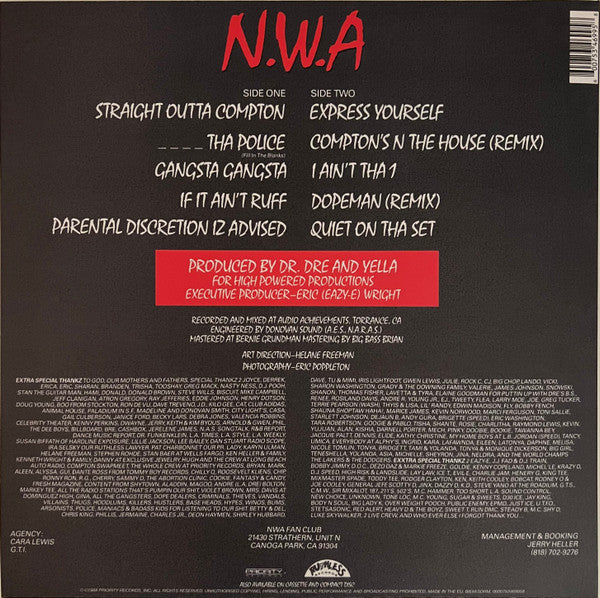 N.W.A. : Straight Outta Compton (LP, Album, RE, Unofficial, 180)