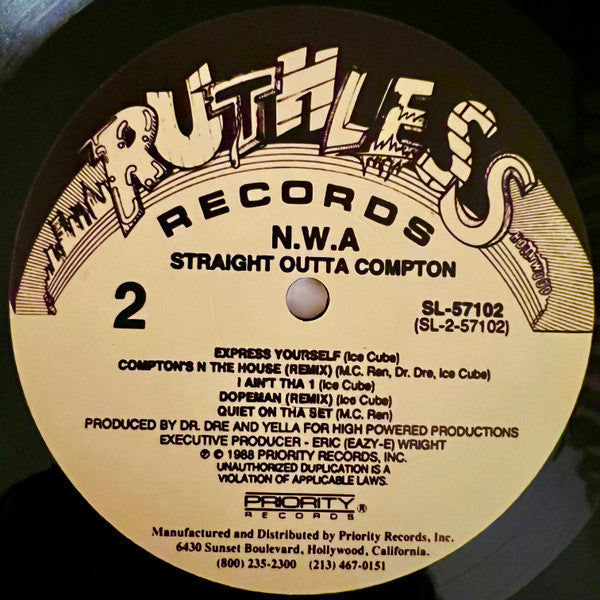 N.W.A. : Straight Outta Compton (LP, Album, RE, Unofficial, 180)