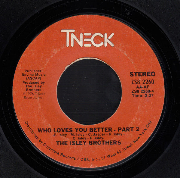 The Isley Brothers : Who Loves You Better (7", Single, Styrene, Ter)