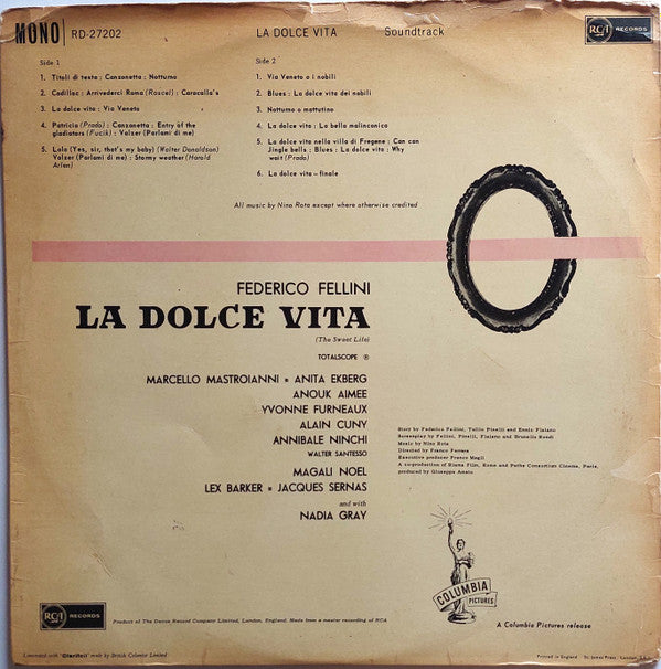 Nino Rota : La Dolce Vita (LP, Album, Mono, Gat)