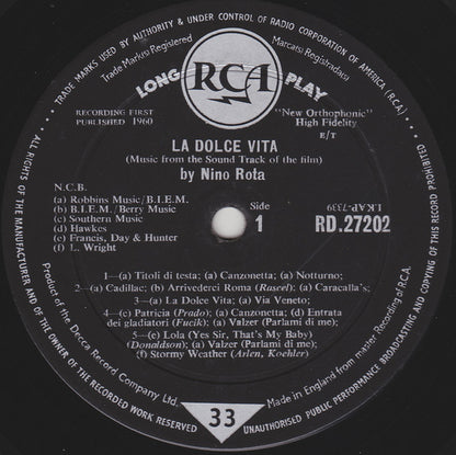 Nino Rota : La Dolce Vita (LP, Album, Mono, Gat)