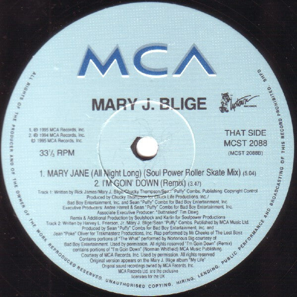 Mary J. Blige : Mary Jane (All Night Long) (12", Single)
