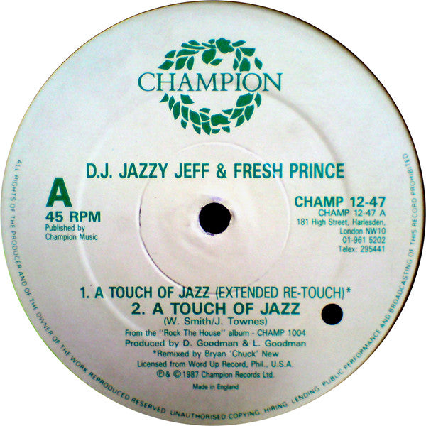 DJ Jazzy Jeff & The Fresh Prince : A Touch Of Jazz (12", Single)