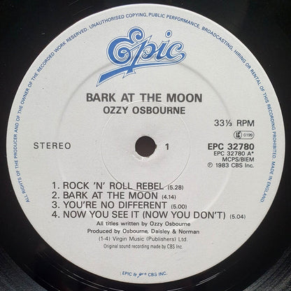 Ozzy Osbourne : Bark At The Moon (LP, Album, RE)