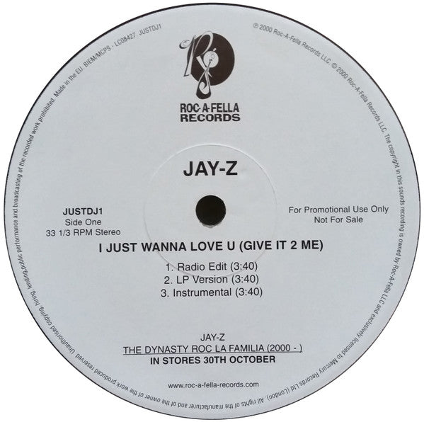 Jay-Z : I Just Wanna Love U (Give It 2 Me) / Parking Lot Pimpin' (12", Single, Promo)