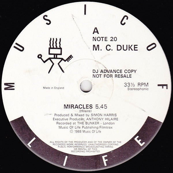 MC Duke : Miracles (12", Promo)