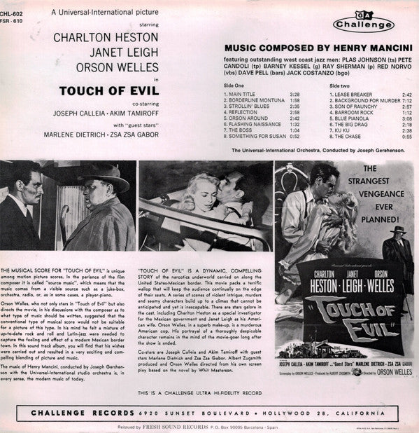 Henry Mancini : Touch Of Evil (Original Motion Picture Soundtrack) (LP, Album, RE)