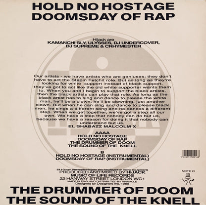 Hijack (2) : Hold No Hostage / Doomsday Of Rap (12")
