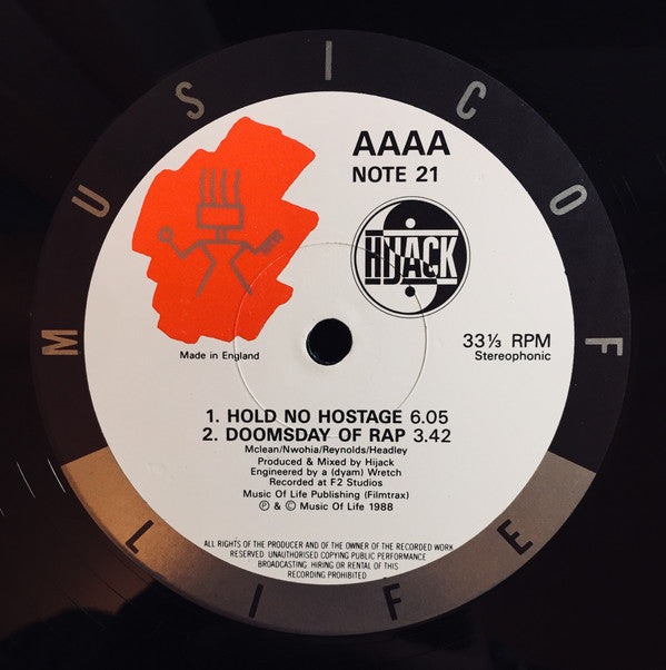 Hijack (2) : Hold No Hostage / Doomsday Of Rap (12")