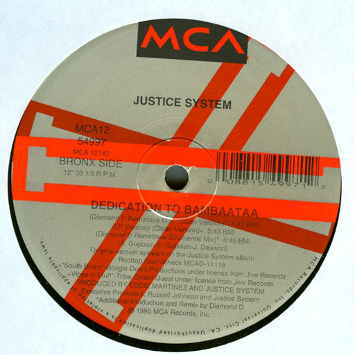 Justice System : Dedication To Bambaataa (12")